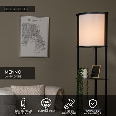 Lucide MENNO - Lampadaire - 1xE27 - Noir